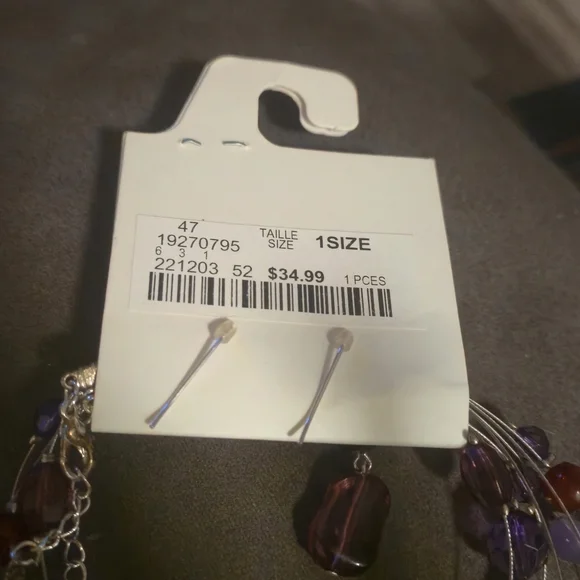 Penningtons Purple Multi-Strand Illusion Necklace & Dangle Earrings Jewelry Set - Picture 3 of 12